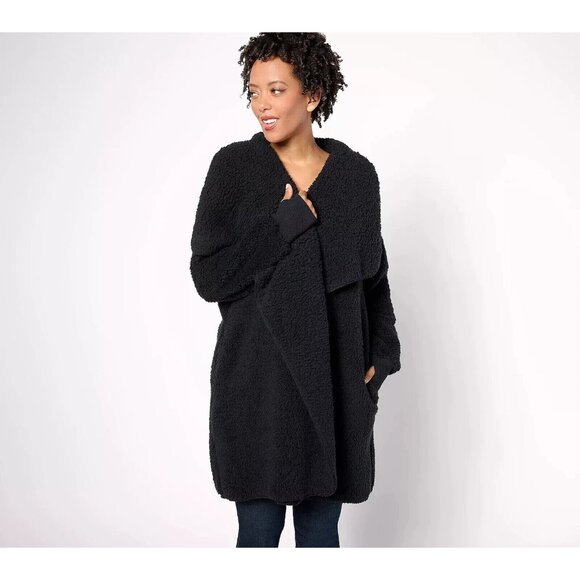 Bumblebella Jill Martin Sherpa Cascading Cardigan Black A615044 - Picture 1 of 6